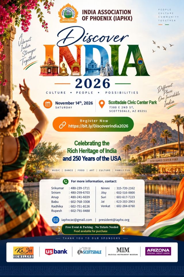 Discover India 2026 – Indian Cultural Festival in Scottsdale, Arizona | Nov 14