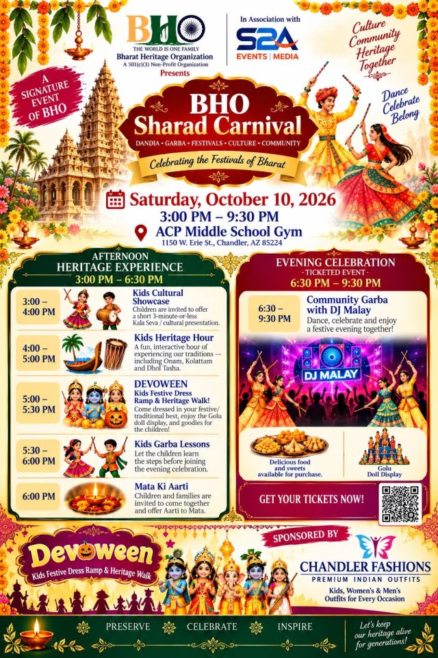 BHO Sharad Carnival 2026 – Garba, Dandiya & Indian Cultural Festival in Chandler