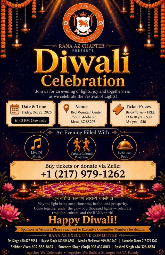 RANA Arizona Diwali Celebration 2026 in Mesa, AZ | Music, Food & Cultural Programs